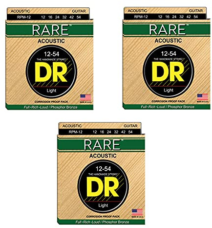 DR RPM-12 - Rare western guitar strings, 012-054, 3 Pack