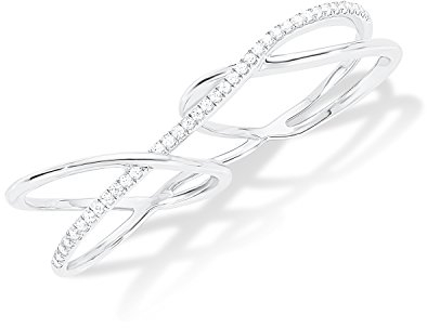 s.Oliver Damen-Ring Doppel-X 2 Finger 925 Silber rhodiniert Zirkonia weiß Gr. 52 (16.6)-2012521