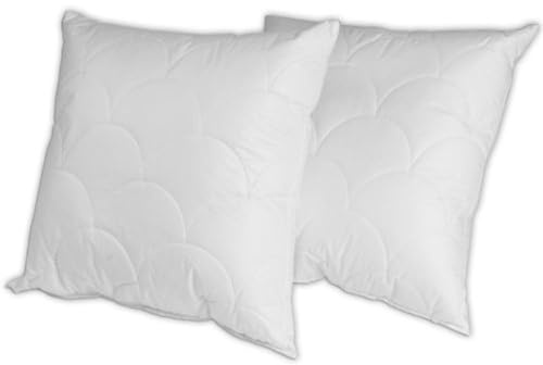 Merino-Betten Hochwertiges Kopfkissen 60x80 Set | Schlafkissen | Innenkissen mit verstepptem Bezug | Serie Wolke