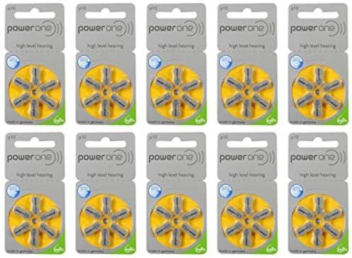 Power One Hearing Aid Battery Size 10 - Pack Of 60 Batteries