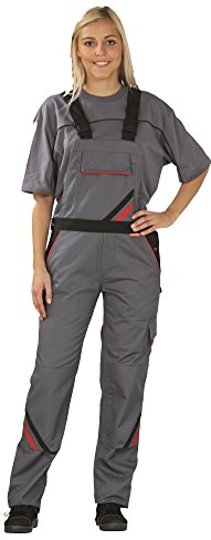 Planam 2339 Damen Latzhose Highline Schiefer/schwarz/rot (40, Schiefer/schwarz/rot)