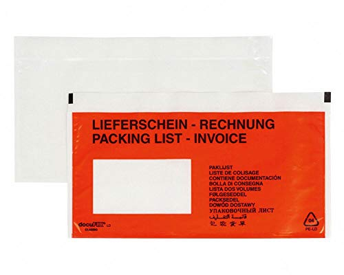 DOCUFIX Dokumententaschen *Lieferschein/Rechnung*, DIN Lang 240x115mm / mit Aufdruck Lieferschein/Rechnung, 2000 Stück