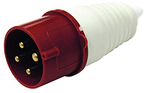 Electraline 80807 - Enchufe macho, color blanco y rojo