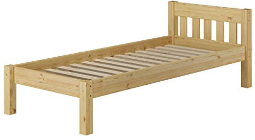Erst-Holz®Schmales Sprossen-Einzelbett 80 x 200 Kiefer mit Rost