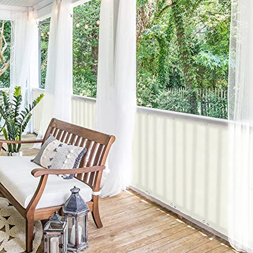 BALCONIO Balkon Sichtschutz wasserabweisend Balkonbespannung Balkonabdeckung für Balkon Terrasse aus Polyester-Weiss-550 x 85 cm