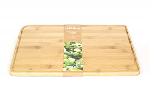 Pebbly - Planche à Découper avec Rigole en Bambou Naturel - 37 x 29 cm - Idéal pour la Préparation des Repas, le Découpage de légumes,… | Design Élégant dans votre Cuisine, Prise en Main Facile
