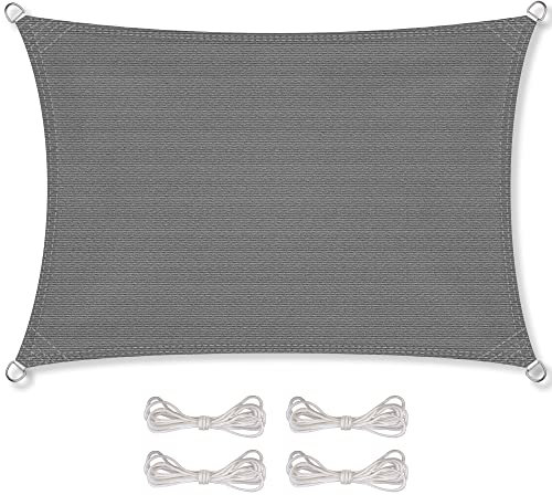 CelinaSun Sonnensegel inkl Befestigungsseile Premium HDPE wetterbeständig atmungsaktiv Rechteck 3 x 4 m anthrazit