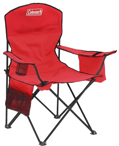 Coleman Tragbarer Campingstuhl mit Kühler für 4 Dosen, gepolsterter Sitz und Rückenlehne mit Seitentaschen und Getränkehalter, Tragetasche inklusive, ideal für Camping, Heckklappe, Feuerstellen