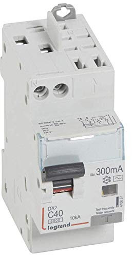Legrand 410837 Disjoncteur différentiel monobloc DX³6000 10kA arrivée haute vis départ haut automatique, U+N 230V, 40A typeAC, 300mA