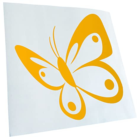 Kiwistar - Autoaufkleber - gelb - 60 x 55 cm - Schmetterling - Heckscheibenaufkleber Auto Aufkleber wetterfest für Kfz LKW Mofa Truck - Sticker außen selbstklebend Tuning Zubehör für Fenster Fahrzeug