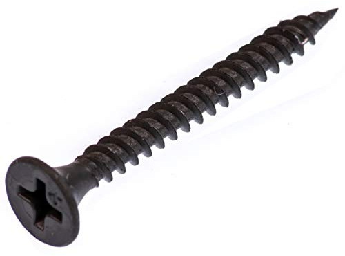 bauFIT Schnellbauschrauben für Gipskarton, Stahl Phosphatiert, Feingewinde mit Doppelgang, PH2 Kreuzschlitz, Schwarz, 45mm (1000 Stück)