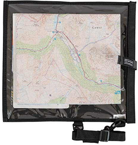 Highlander Unisex_vuxen skyddskåpa för vandringskartor vattenavvisande vandrare vattentät vandring karta fodral skydd & nackband, svart, 30 cm