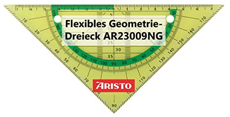 Aristo AR23009NG Flex Geometrie-Dreieck (Hypotenuse 16 cm, flexibel, nahezu unzerbrechlich, Facetten, Lochung zum Abheften, Kunststoff) neon grün
