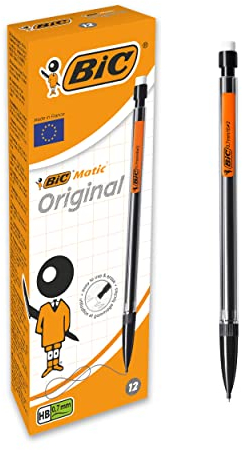 BIC Matic Bleistifte Set, Druckbleistift 0,7 und Härtegrad HB, Bleistifte mit Radiergummi, sortierte Clipfarben, inkl. 3 Minen
