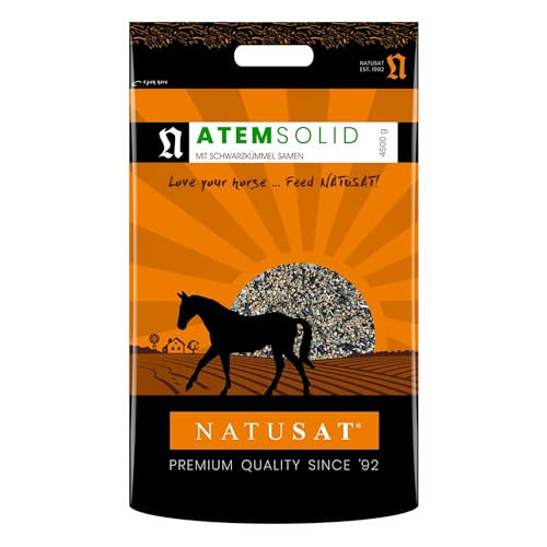 NATUSAT AtemSolid – con semi di cumino nero, erbe bronchiali, miscela di erbe preziose, cibo complementare per cavalli (4500 g)