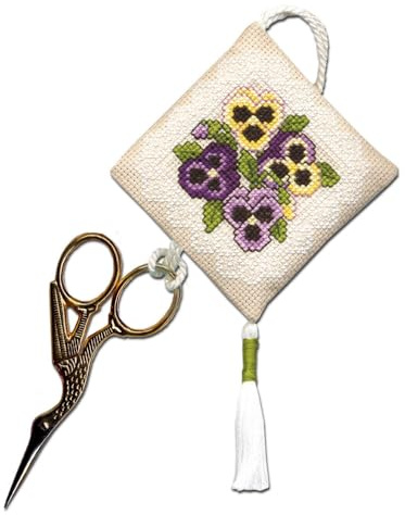 Victorian Pansies Scissor Keep - Cross Stitch Kit