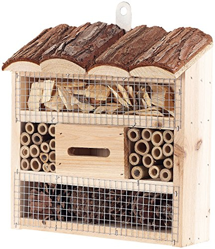 Royal Gardineer Insekten-Haus: Insektenhotel Marie, Nisthilfe für Nützlinge, 20 x 20 x 7 cm (Insektenüberwinterungshilfen, Insektenbrutplätze, Insektenschutz)