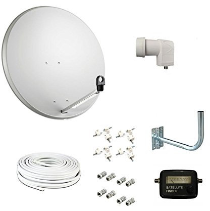 KIT INSTALLAZIONE COMPLETO PARABOLA SATELLITARE 80 LNB STAFFA MURO CAVO 5 mm SAT
