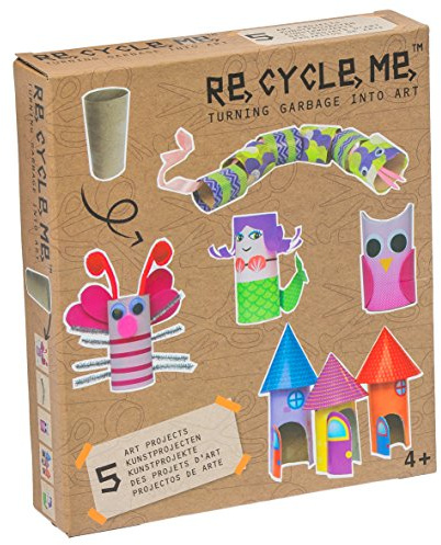 Re Cycle Me DEFG1060 Recycling Bastelspaß für 5 Modelle, Bastelset für 5 Kunstprojekte, Kreativset für Kinder ab 4 Jahre, Set zum Basteln mit Haushaltsmaterialien, Recycle Mich, Bastelmix