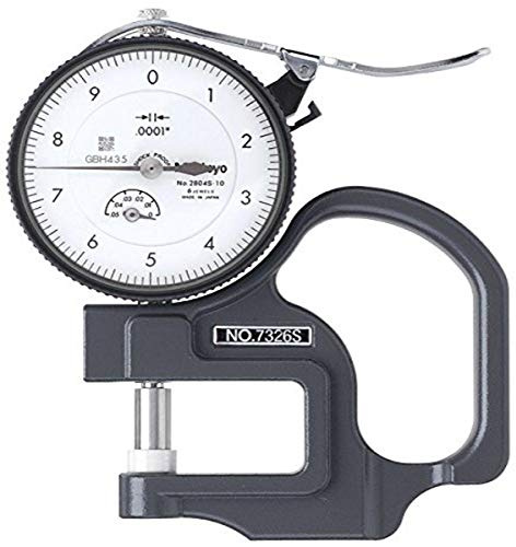 Mitutoyo 7326S Dial Thickness Gauge, Inch, Flat Anvil, Fine Dial Reading Type, 0-0.05 Range, 0.0001 Graduation, +/-0.0002 Accuracy