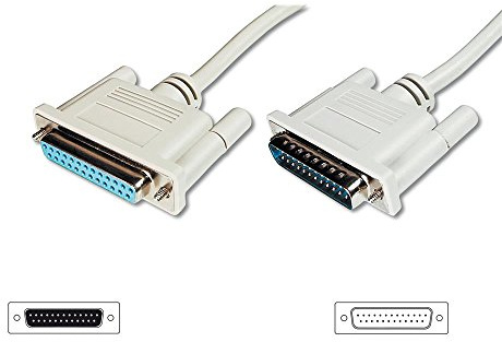 DIGITUS Paralleles Anschluss-Kabel - D-Sub 25 zu D-Sub 25 - Stecker zu Buchse - 3.0m - Verlängerungskabel - Beige