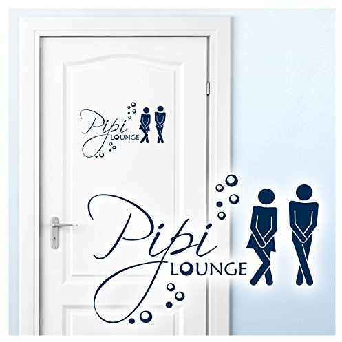 Grandora Wandtattoo Sprüche PIPI Lounge Mann Frau I dunkelblau 17 x 11 cm I WC Türaufkleber Piktogramm Bad Badezimmer Wandaufkleber Wandsticker W755