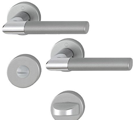 HOPPE Rosetten-Garnitur 'Lecce' verchromt/Alu Stahl matt 1405/42KV/42KVS - 3894767