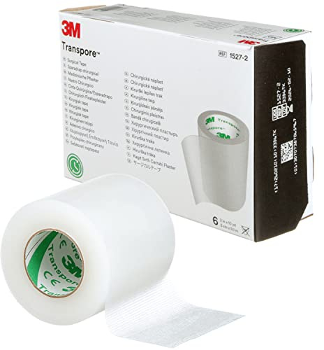 3 M mm1527–2 Transpore Transpore Medizinisches Klebeband 5 cm x 9,14 m (6 Stück) | Medizinisches Rollenpflaster, Klebeband, latexfrei, 5 cm x 9,1 cm, transparent, 6 Rollen pro Karton