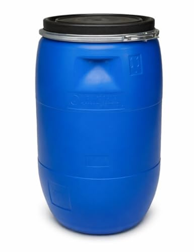 HELGUEFER - Bidon 120L Azul con Cierre Ballesta | Garrafa Plastico PEHD | Uso Alimentario y ADR | Bidón de Agua Óptimo, Fácil de Usar, Cierre Hermético | Garrafa Resistente y Apilable