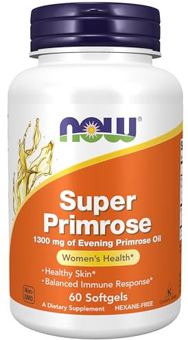 NOW Supplements, Super Primrose 1300 mg with Naturally Occurring GLA (Gamma-Linolenic Acid), 60 Softgels
