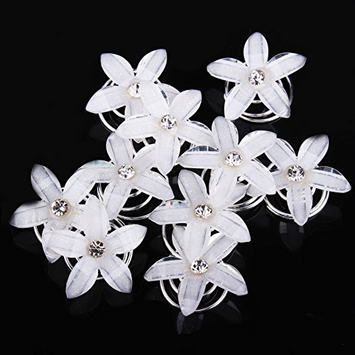 Miya wunderschöne weiß Haarspiralen Curlies süße bling bling Stern Blumen, Perlen Strass, Braut Hochzeit Jugendweihe Haarschmuck (6) (6)
