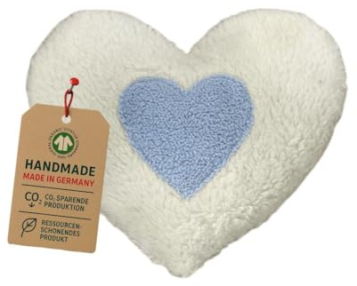 Efie Dinkel-Bio-Wärmekissen Herz blau – Bio Wärmekissen aus kbA Baumwolle, GOTS-zertifiziert, mit Dinkel-Füllung, 100 % Made in Germany, natürlich & nachhaltig