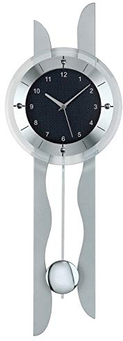 AMS F5243 Funk Pendeluhr, Holz, Anthrazit, 82 x36x13cm