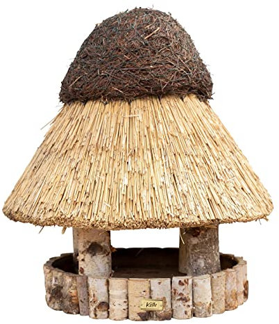 Kölle Vogelhaus „Föhr“ klein mit Reetdach, Birke Natur, 68 cm hoch