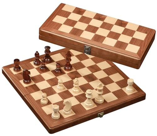 Philos 2626 - Schach, Schachspiel, Schachkassette Walnuss groß, Feld 42 mm, Königshöhe 80 mm, Holz