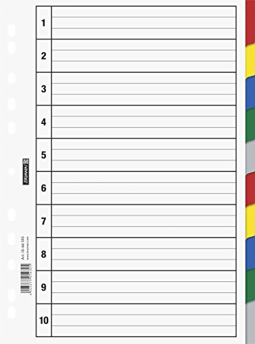Brunnen 1066593 Ringbuchregister/ Register für Ordner / Ringbücher (aus Kunststoff, für A4, 10-teilig, 5 Farben)
