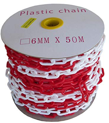 SNS SAFETY LTD Red and White Plastic Chain 6mm 50.0 Meters (164 feet)