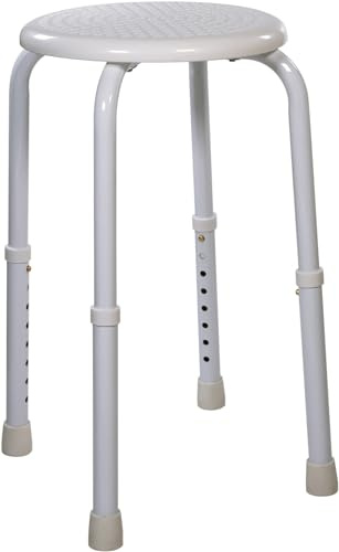 Aidapt White Multi Purpose Adjustable Stool Showering,Bath,Waterproof,Bar Stool,Non-Slip Feet,Sturdy,Camping,Kitchen,Children Chair,Elderly,Disabled,Aluminium Lightweight,No Tools Required