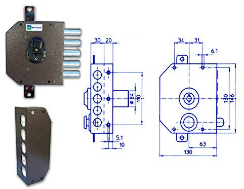 Serrature a doppia mappa Mottura Art. 520 Mano sinistra - Entrata 60 mm. - 3 Punti chiusura