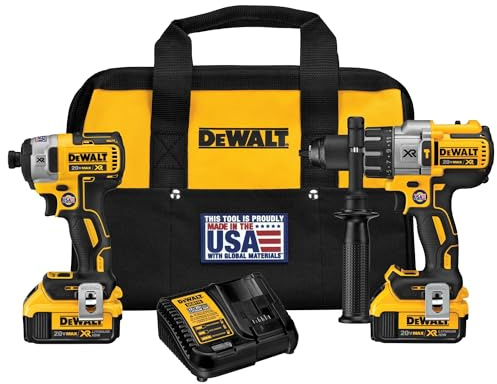 DEWALT DCK299M2 20V MAX XR Lithium Ion Brushless Premium Hammerdrill & Impact Driver Combo Kit, 4.0 Ah by DEWALT