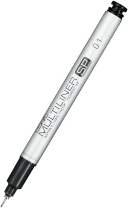 COPIC Multiliner SP 0,1 mm, Black, Aluminium Fineliner mit einer feinen Spitze und wasserbeständiger Pigmenttinte
