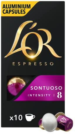 L'Or - Capsule Caffè Espresso Sontuoso, Compatibili con Macchine Nespresso, 10 Capsule in Alluminio, Intensità 8
