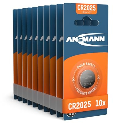 ANSMANN 10x CR2025 Batterie Lithium Knopfzelle 3V / Qualitativ hochwertige Knopfbatterien/Ideal für Autoschlüssel, TAN-Gerät, Taschenrechner, Kinderspielzeug, Fernbedienung, Uhren, etc.
