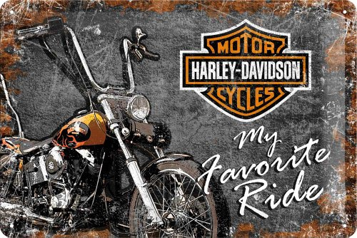 Nostalgic-Art Retro Blechschild, 20 x 30 cm, Harley – Favourite Ride | Original Harley-Davidson Lizenzprodukt (OLP), aus Metall, Vintage Design, Blechschilder Sprüche, Geschenk-Idee für Biker