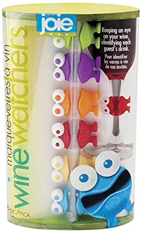 Joie Glasmarker Wine Watchers aus Kunststoff hergestellt, 6 Stück, Farbe: Mehrfarbig, Spülmaschinenfest, 49556