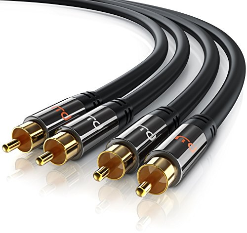 Cinch Audio Kabel - 2m - Aux Eingänge Audio 2x Cinch RCA Stecker zu 2x Cinch RCA Stecker - Metall Stecker - doppelte Schirmung - Koaxialkabel geeignet für Verstärker, Stereoanlangen, HiFi Anlagen
