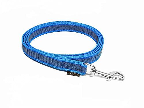 Mystique® Gummierte Leine 15mm mit Handschlaufe Standard Karabiner blau 1m
