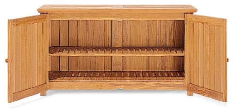TeakStation Grade-A Teak Wood Outdoor Patio Garden Chest Storage Cabinet