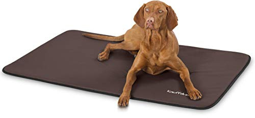 Knuffelwuff Kunstleder Hundematte Cheyenne L 95 x 60cm Braun - Hundekissen für große, mittelgroße und kleine Hunde - Für Zuhause, Auto, Wohnmobil, Wohnwagen