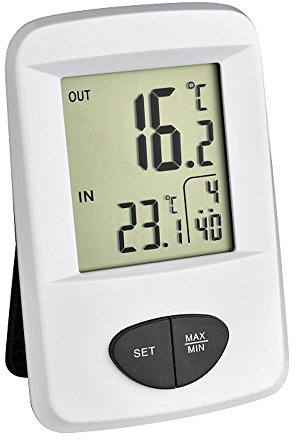 TFA Dostmann Base Trådlös termometer, utomhustemperatur, innertemperatur, högsta och lägsta värden, tid, L 77 x B 24 (54) x H 115 mm